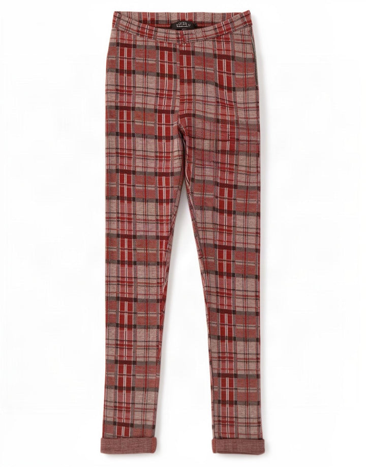 Damskie legginsy graficzne Topshop UK 8, małe, czerwone, poliestrowe w kratkę