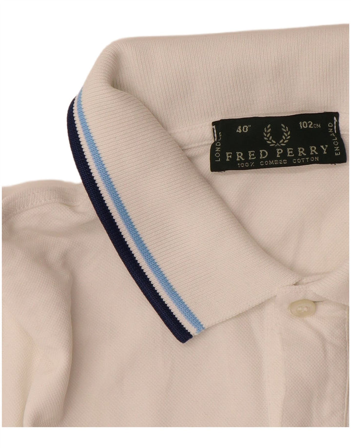 Męska koszulka polo FRED PERRY, średnia biała bawełna