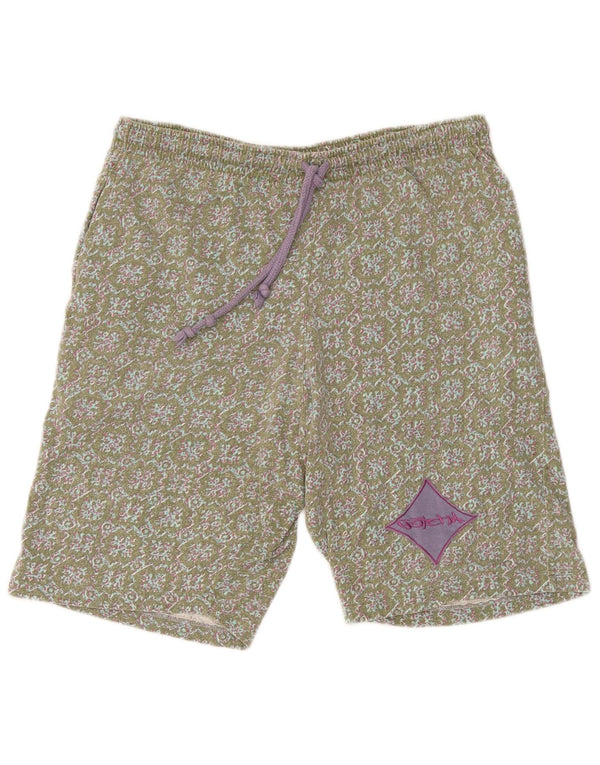 Vintage Mens Sport Shorts Large Green Floral Cotton