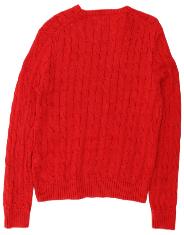 Sweter damski Polo Ralph Lauren z dekoltem w łódkę, UK 10, mały, czerwony, bawełniany