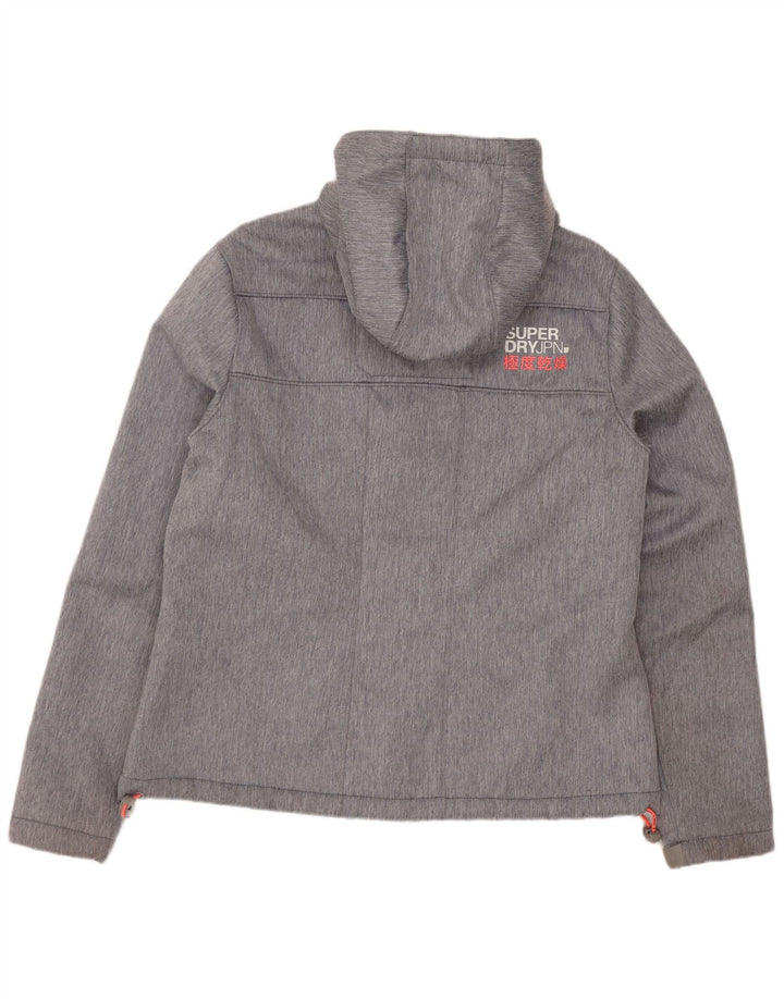 Damska kurtka wiatrówka z kapturem Superdry UK 16, duży, szary poliester