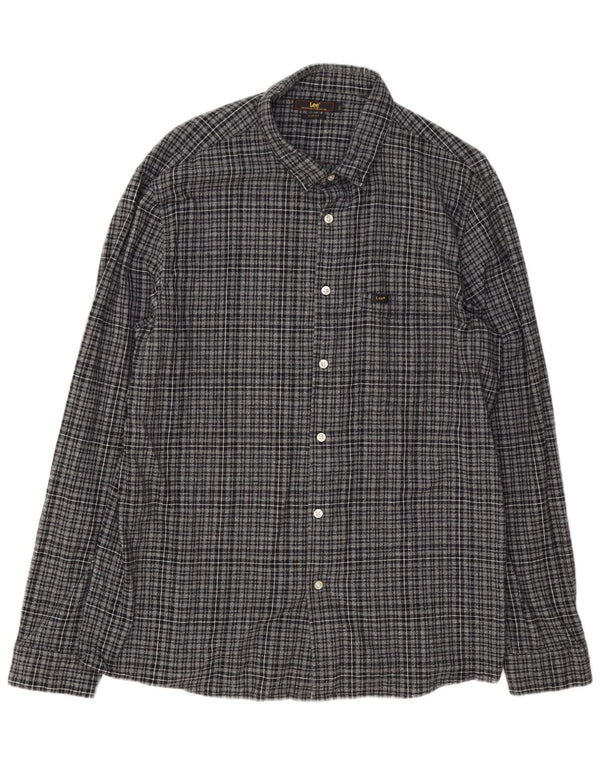 Koszula flanelowa męska Lee Slim Fit 2XL, granatowa, bawełniana w kratkę