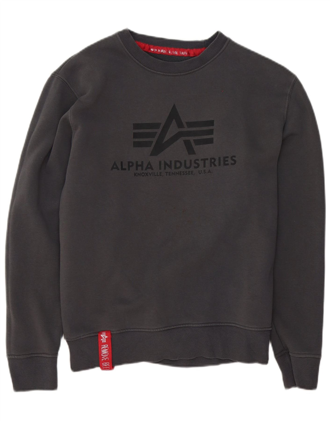 Męska bluza z grafiką Alpha Industries, mała, szara, bawełniana