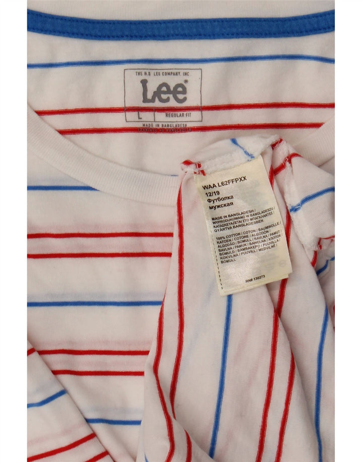 Męski t-shirt Lee o regularnym kroju, duży, bawełniany w białe paski
