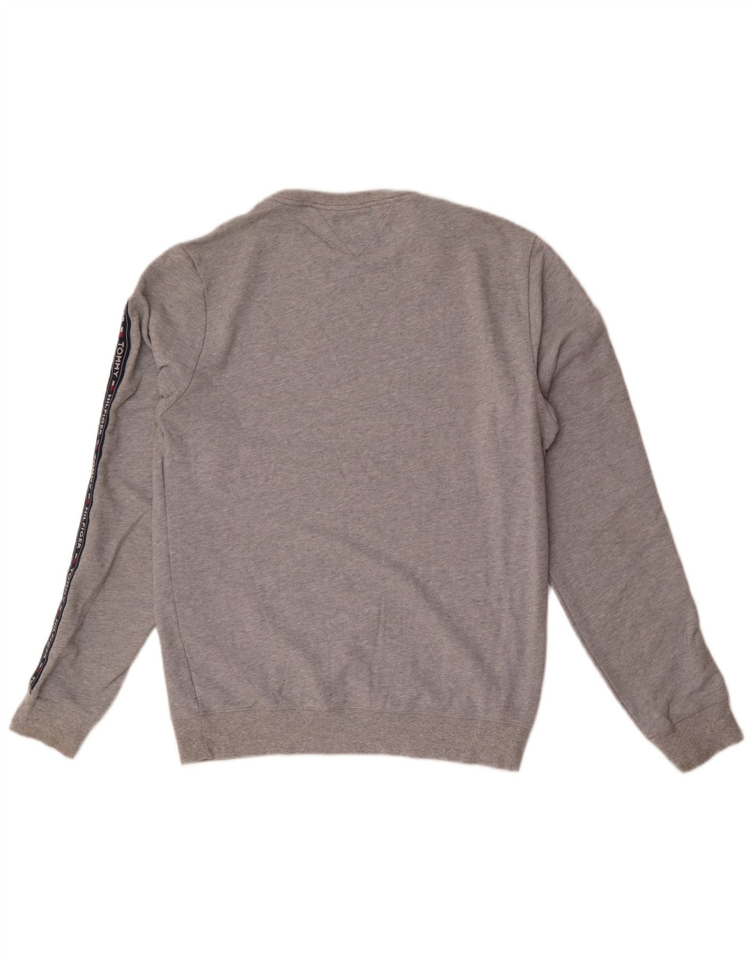 Męska bluza z grafiką Tommy Hilfiger, duża, szara, bawełniana w bloki kolorów