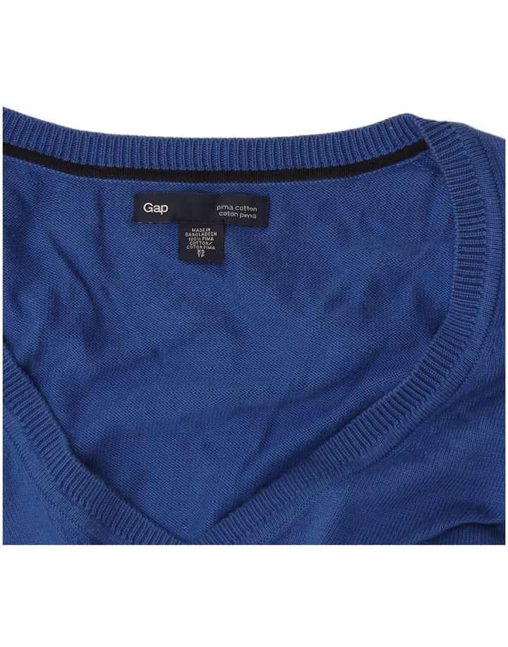 Męski sweter Gap z dekoltem w kształcie litery V, XS, niebieski, bawełniany