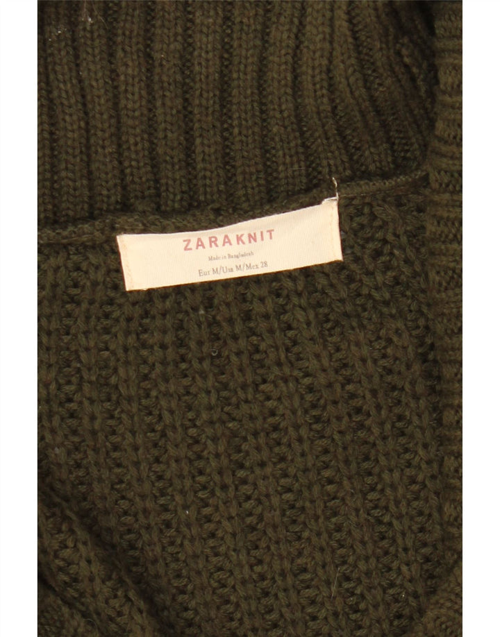 Damski sweter rozpinany z podwójnymi piersiami Zara UK 14, średni khaki