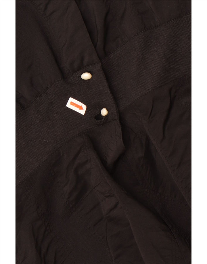 Damska bluzka koszulowa w stylu vintage UK 18 XL, czarna, octanowa