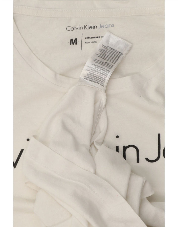 Męska koszulka z grafiką Calvin Klein Jeans, średnia, biała bawełna