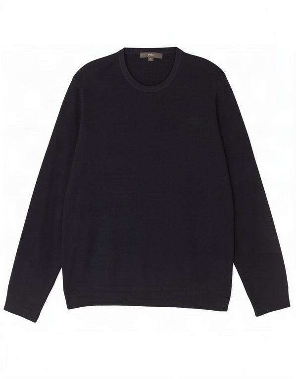Marks & Spencer Męski sweter z okrągłym dekoltem 2XL Granatowy akryl