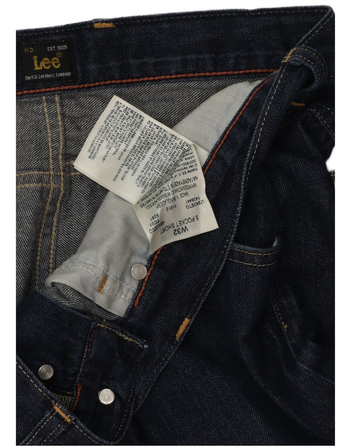 Męskie krótkie spodenki jeansowe Lee z 5 kieszeniami W32 Średni granatowy, bawełniany
