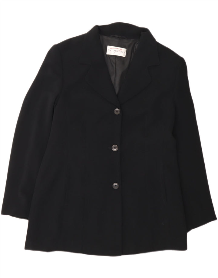 APRIORI Womens 3 Button Blazer Jacket UK 16 Large Black Polyester Vintage Apriori and Second-Hand Apriori from Messina Hembry 