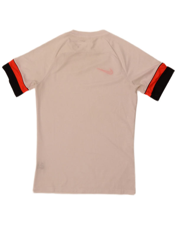 Męski T-shirt Nike Dri Fit, mały, biały, poliestrowy blok kolorów