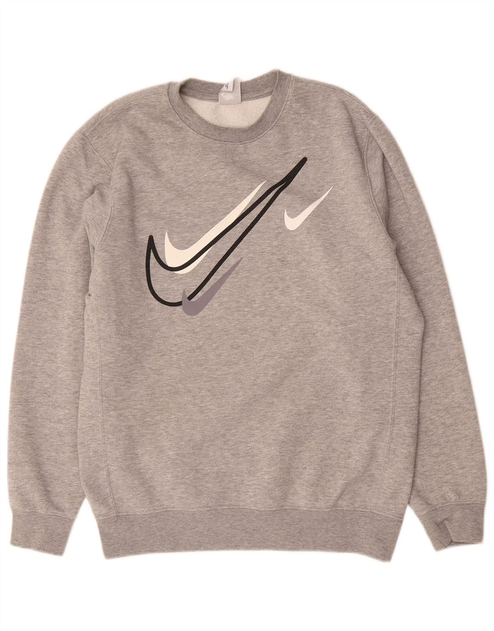 Męski sweter z grafiką Nike, średnioszary, bawełniany
