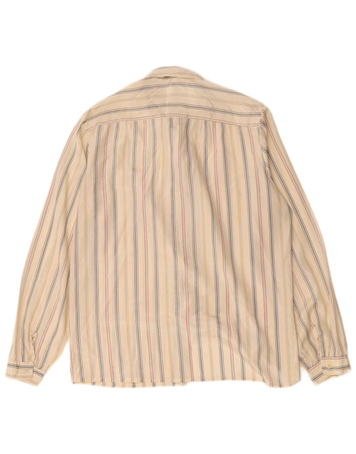 Damska bluzka koszulowa oversize w stylu vintage, EU 40, średni beżowy poliester w paski