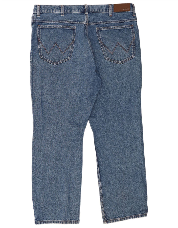 Wrangler Męskie proste dżinsy W40 L30 Niebieskie bawełniane