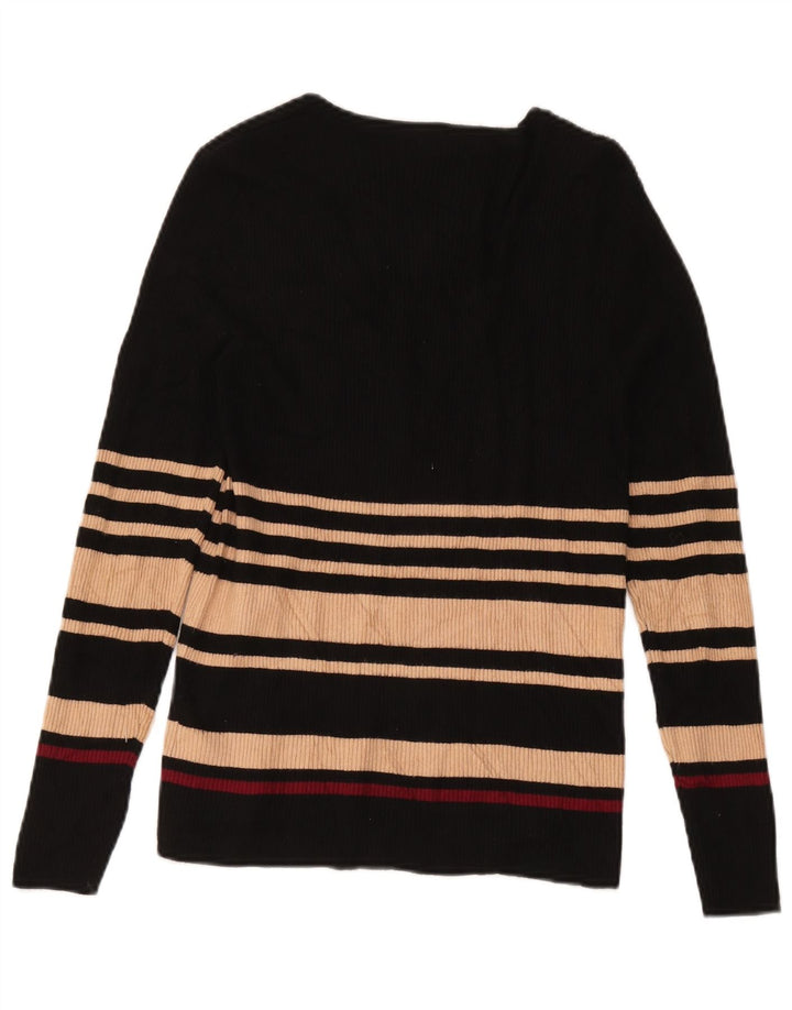 Marks & Spencer Damski sweter z dekoltem w kształcie litery V, UK 14, średnie czarne paski