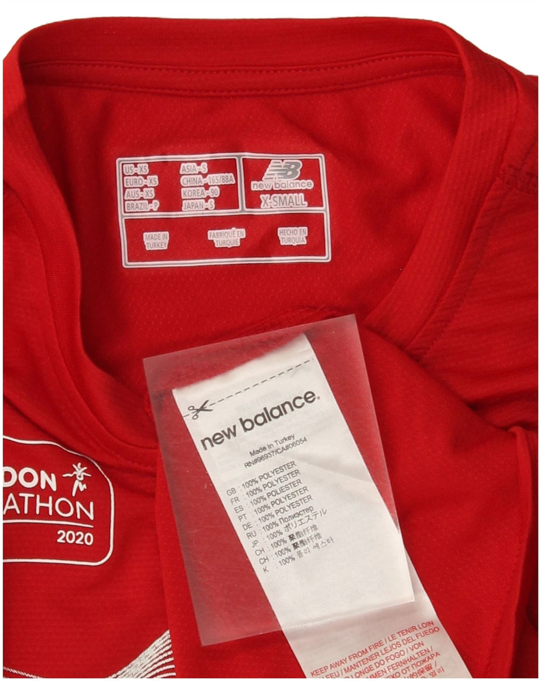 Męska koszulka z grafiką New Balance Top XS, czerwona, poliester
