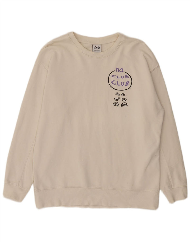 Męska bluza z grafiką Zara, średnia, biała bawełna