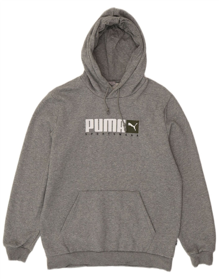 Męski sweter z kapturem Puma z grafiką, średnioszary, bawełniany w cętki