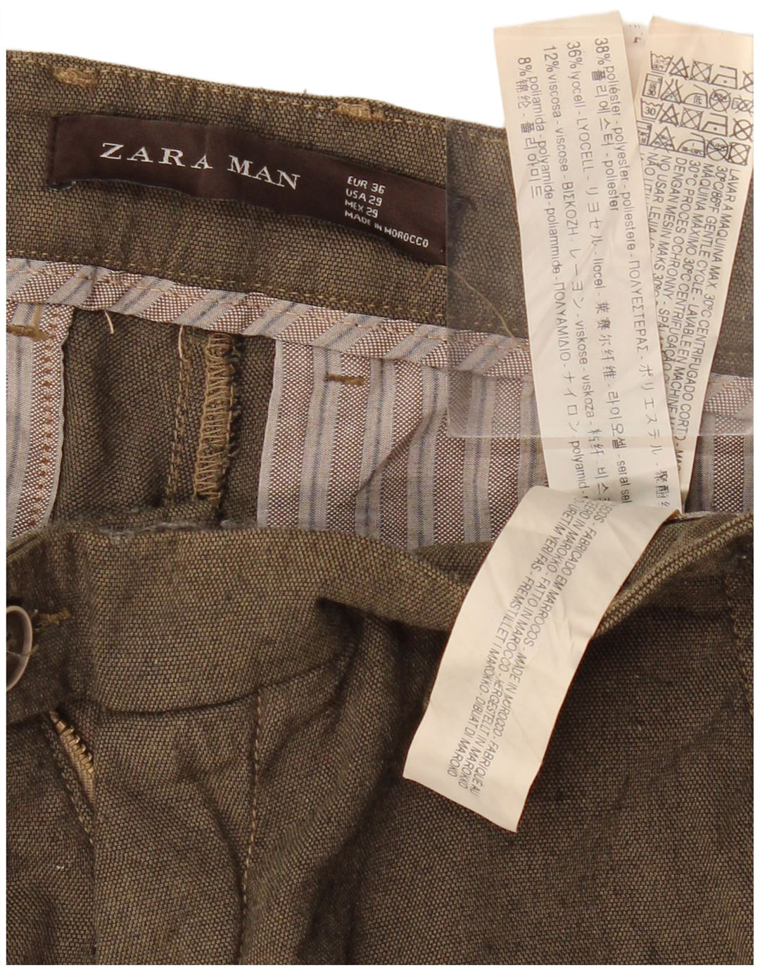 Męskie spodnie garniturowe Zara EU 36 XS W29 L28 Khaki Poliester