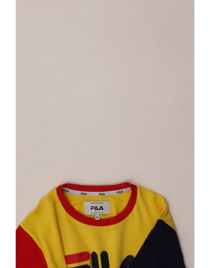 FILA Mens Graphic T-Shirt Top Medium Yellow Colourblock Cotton Vintage Fila and Second-Hand Fila from Messina Hembry 