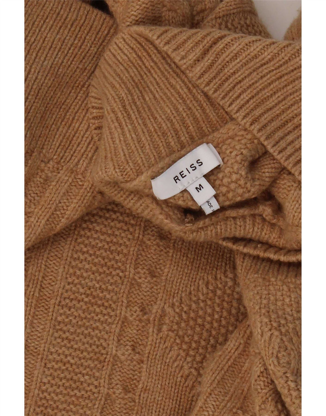 Damski sweter oversize Reiss z golfem UK 14, średnia brązowa wełna