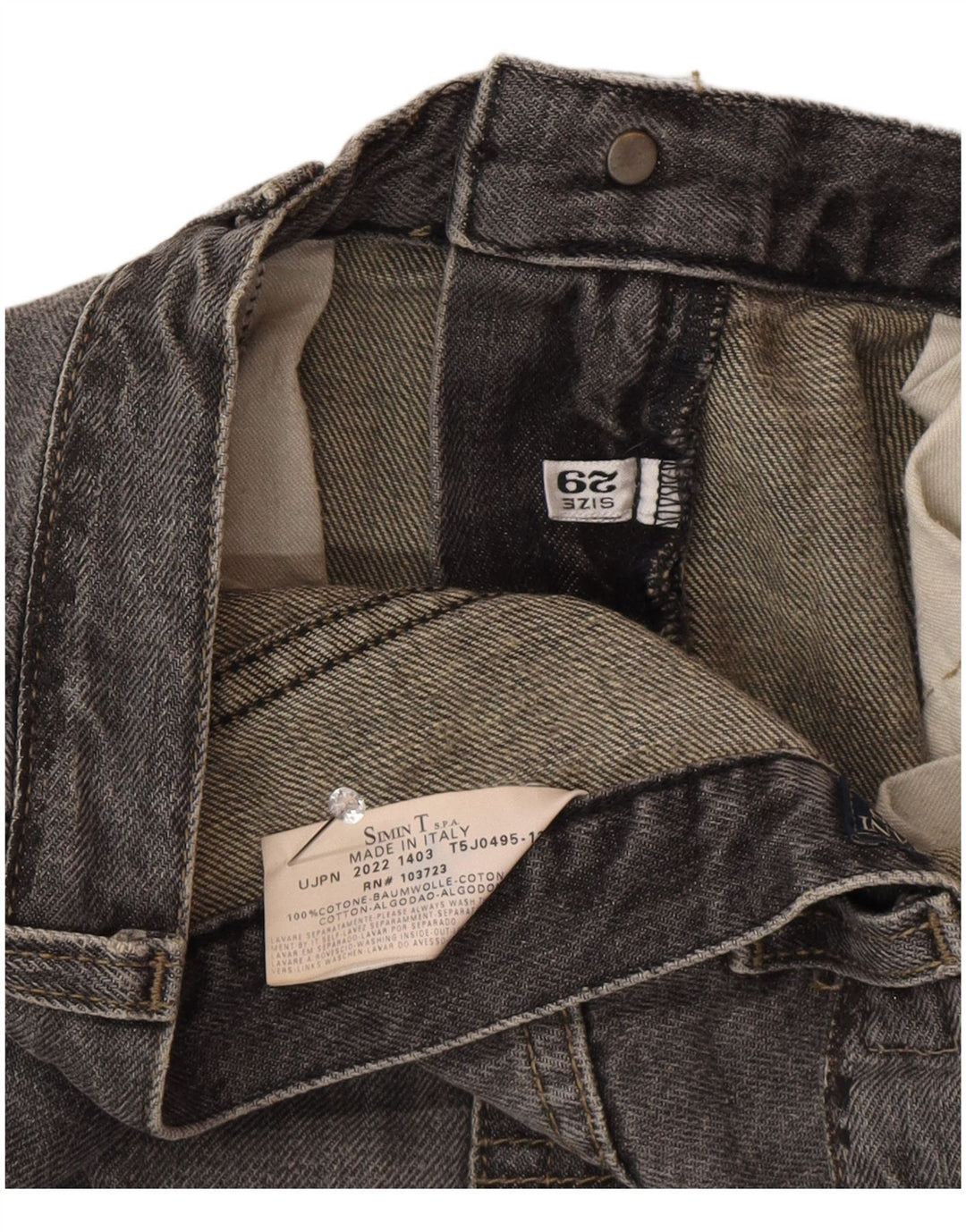 Męskie proste dżinsy Armani W29 L33 Szara bawełna