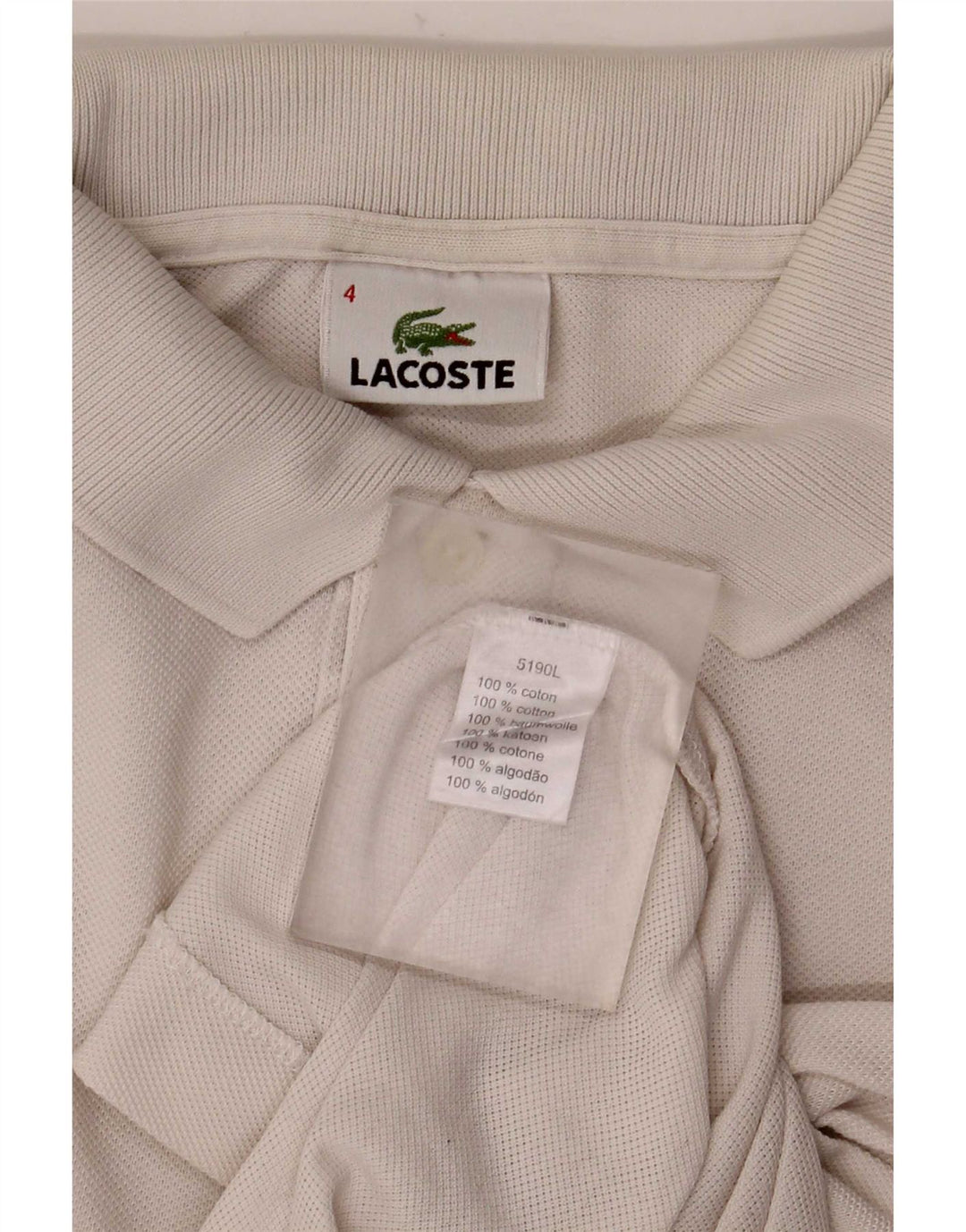Męska koszulka polo Lacoste, rozmiar 4, średnia, biała, bawełniana