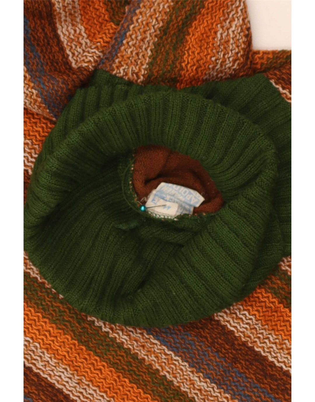 Vintage damski sweter z golfem IT 44 w średnie wielokolorowe paski