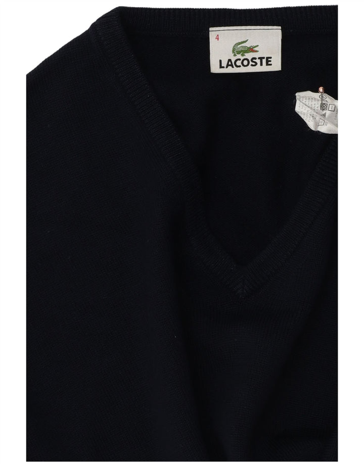 Lacoste Męski sweter z dekoltem w kształcie litery V, rozmiar 4, średni granatowy, dziewicza wełna