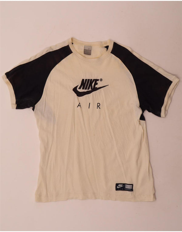 Męska koszulka z grafiką Nike Top UK 42/44, duża, biała bawełna z blokami kolorów