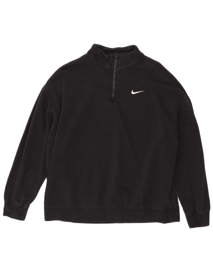 Damski sweter oversize z zamkiem błyskawicznym Nike, UK 10, mały, czarny, bawełniany