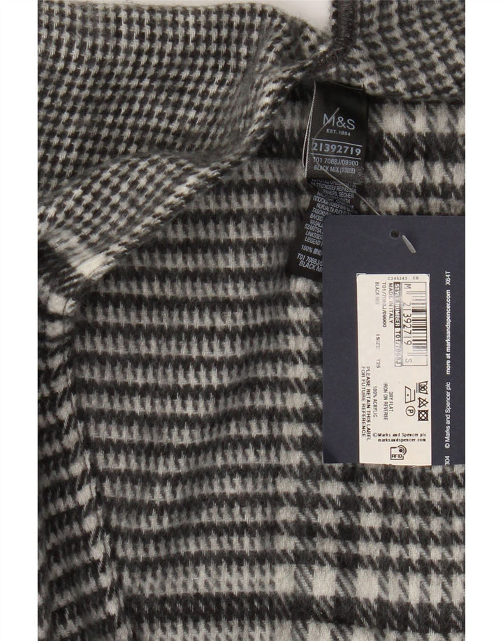 Marks & Spencer Damski sweter rozpinany Cape w jednym rozmiarze, czarny w pepitkę