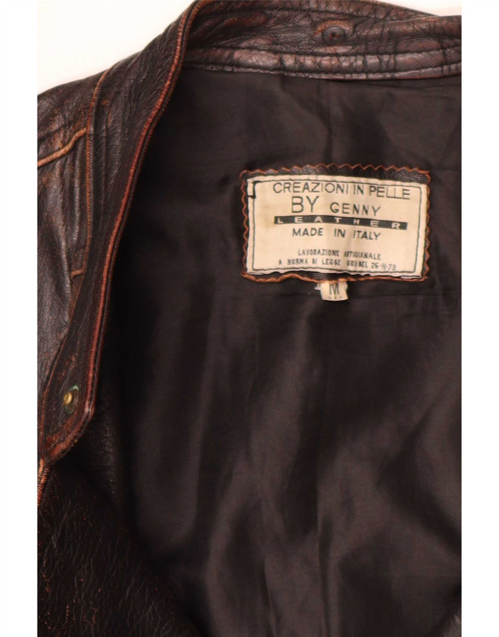 Genny Męska skórzana kurtka motocyklowa UK 38 Medium Brown