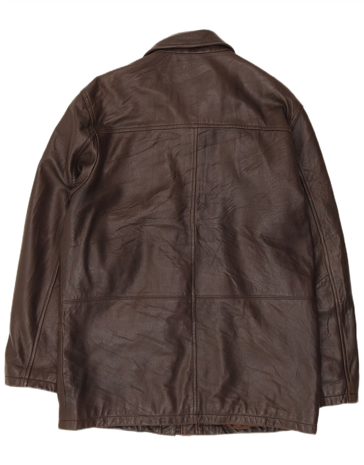 Męski płaszcz skórzany Blackthorn IT 52 XL, brązowa skóra