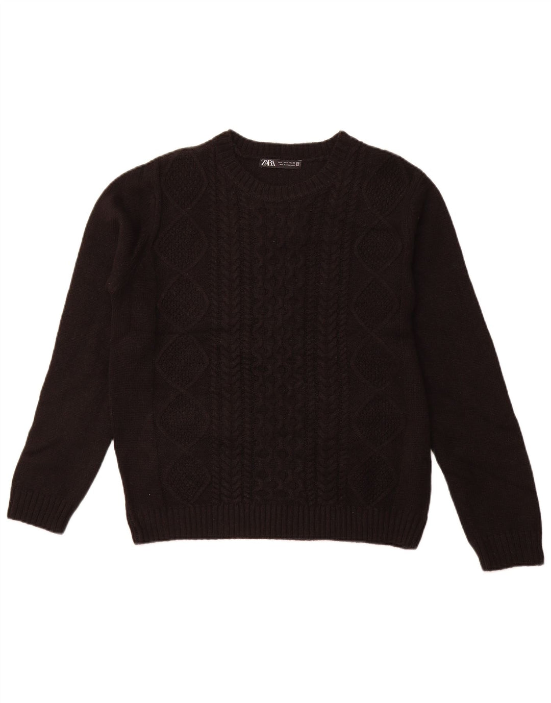 Sweter damski Zara z okrągłym dekoltem UK 14, duży, czarny akryl