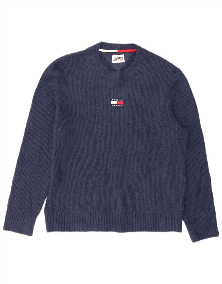 Męski sweter z okrągłym dekoltem Tommy Hilfiger, duży granatowy poliester