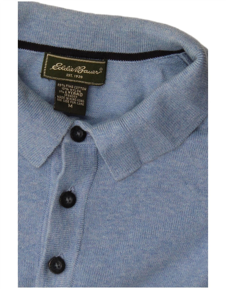 Męski sweter polo EDDIE BAUER, średnioniebieski, bawełniany