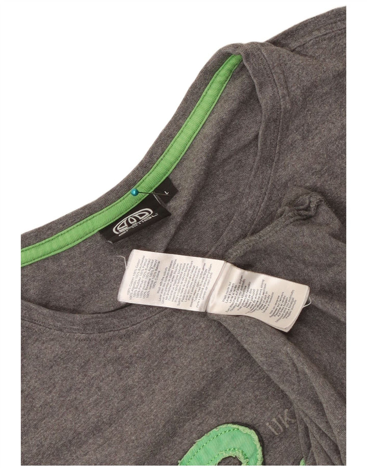 Męski T-shirt z grafiką zwierzęcą, duży, szary, bawełniany