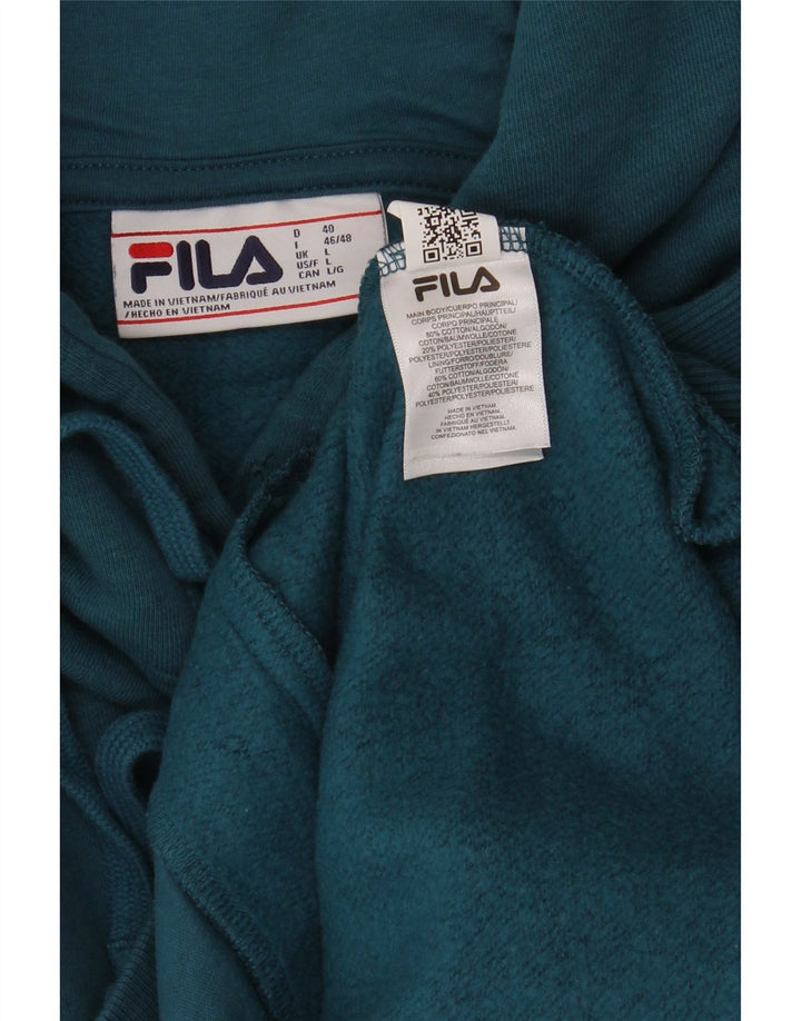 FILA Mens Hoodie Jumper Large Blue Cotton
