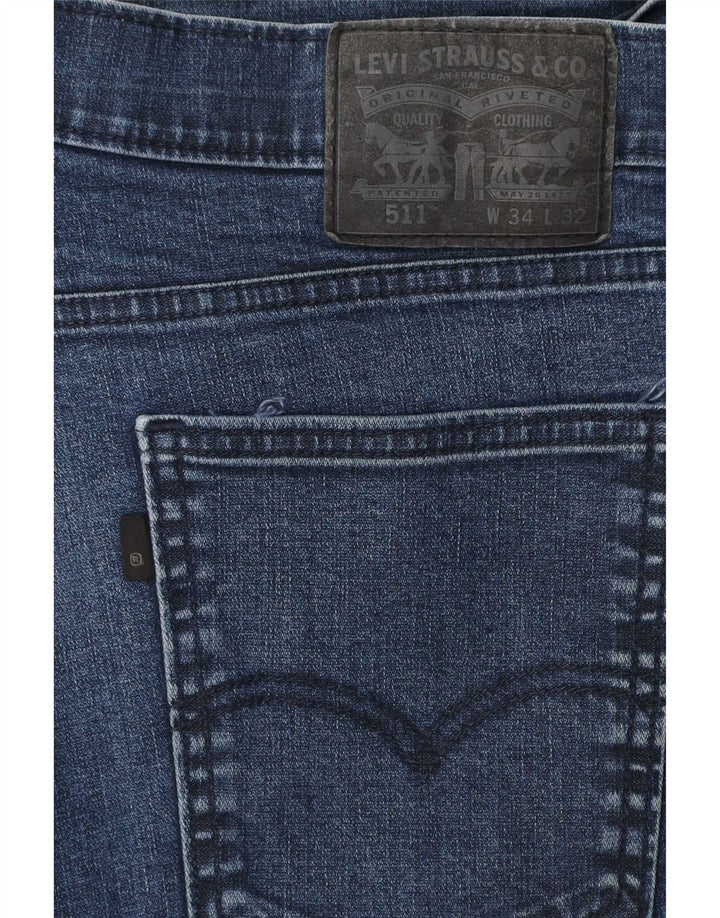 Męskie jeansy Levi's 511 Slim W34 L32 Granatowa bawełna
