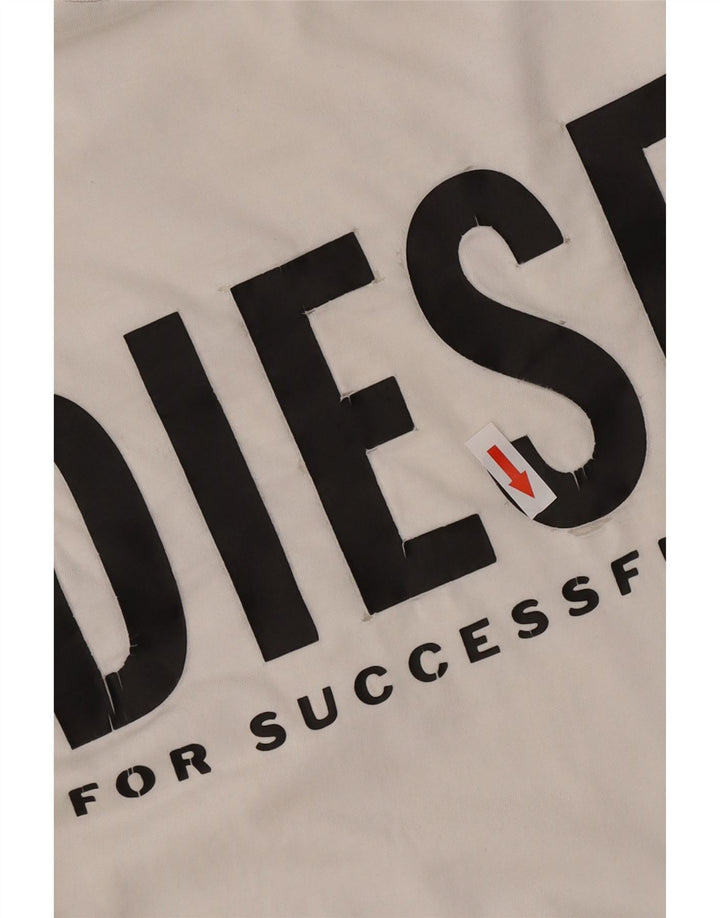 Męski T-shirt Diesel z grafiką, duży, w kolorze złamanej bieli