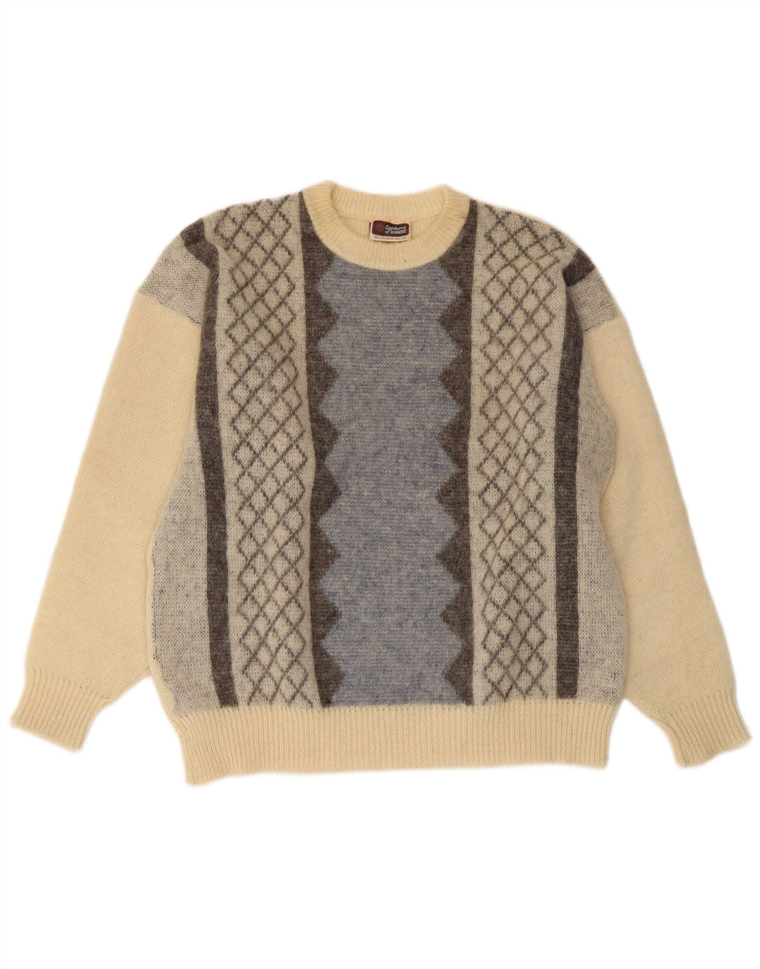 Męski sweter z okrągłym dekoltem SAMBAND OF ICELAND, duży, beżowy