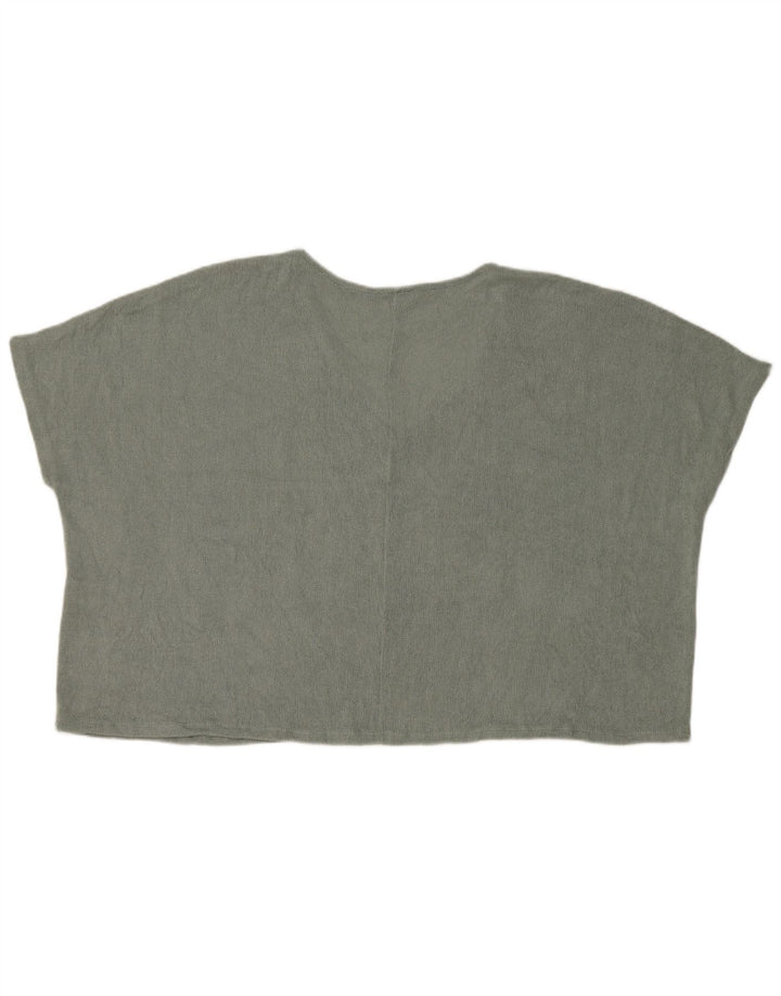 Damski krótki top z dzianiny o kroju oversize Zara UK 14, średnio zielona wiskoza