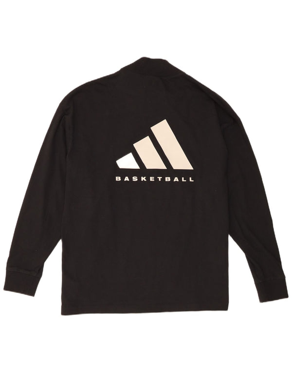 Adidas Męski luźny krój graficzny Top z długim rękawem, mały, czarny, bawełniany