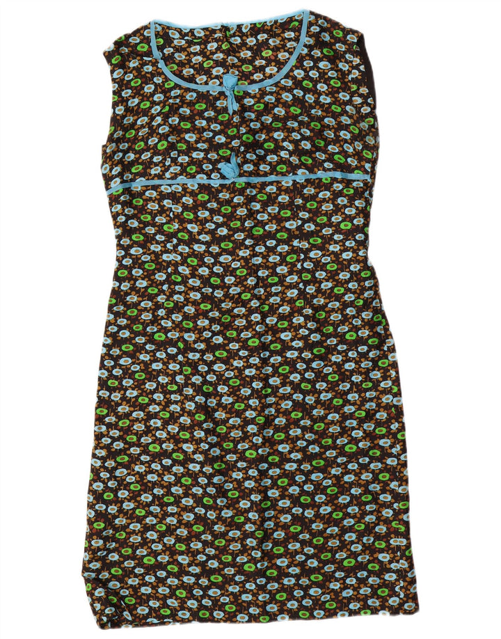 VINTAGE damski zestaw 2-częściowy z rękawami 3/4 UK 14, średni czarny w kwiaty