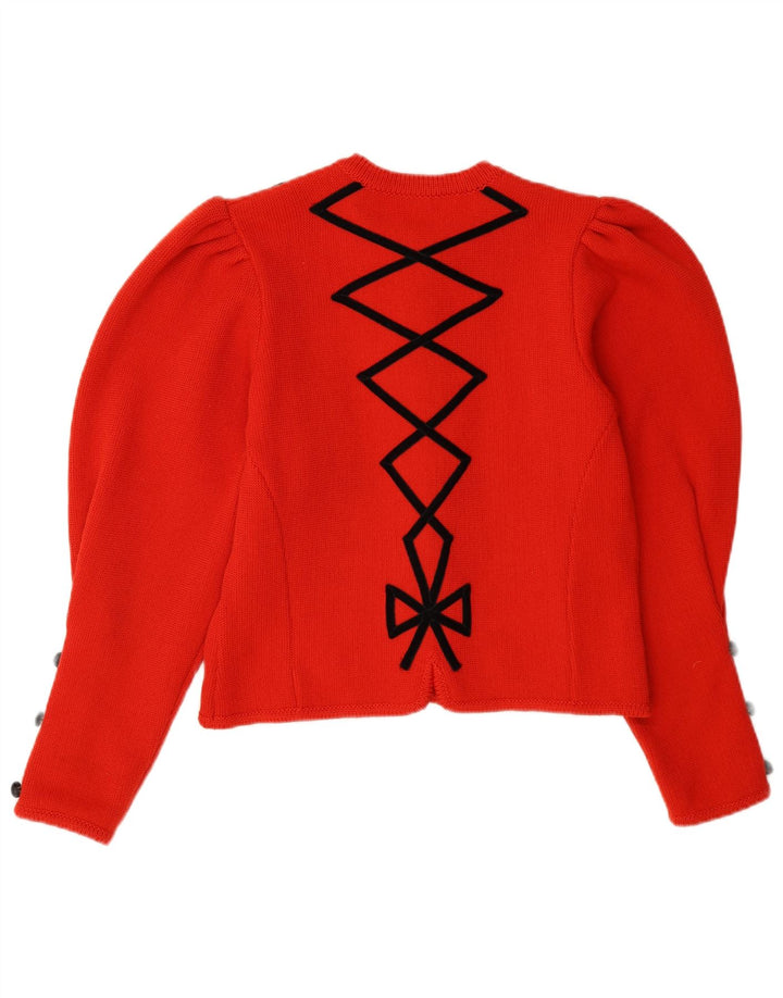 Sweter damski Astrifa Crop Cardigan EU 40 Średnioczerwony, geometryczny wełniany