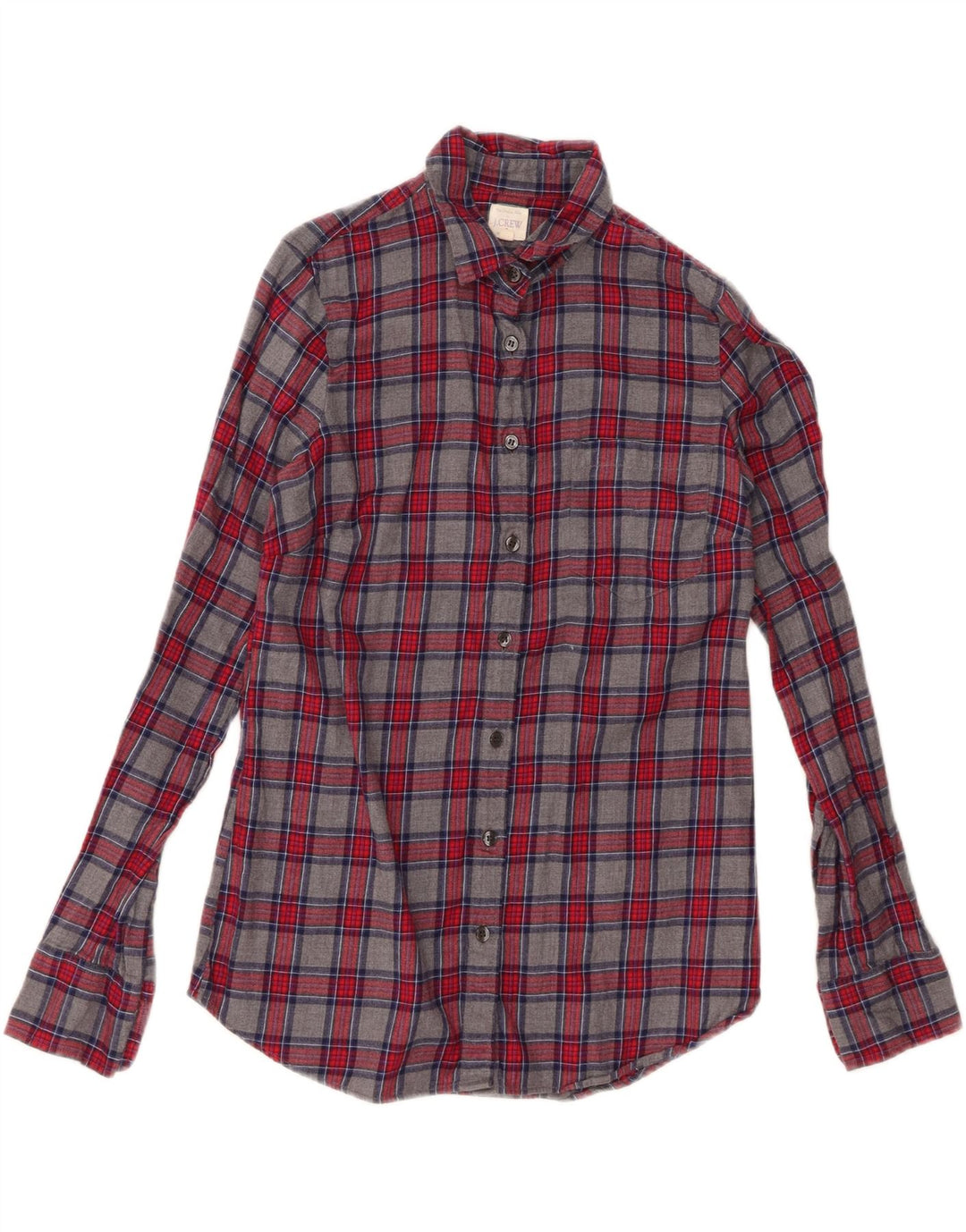 Damska koszula flanelowa J. Crew UK 6 XS, szara, bawełniana klasyczna krata