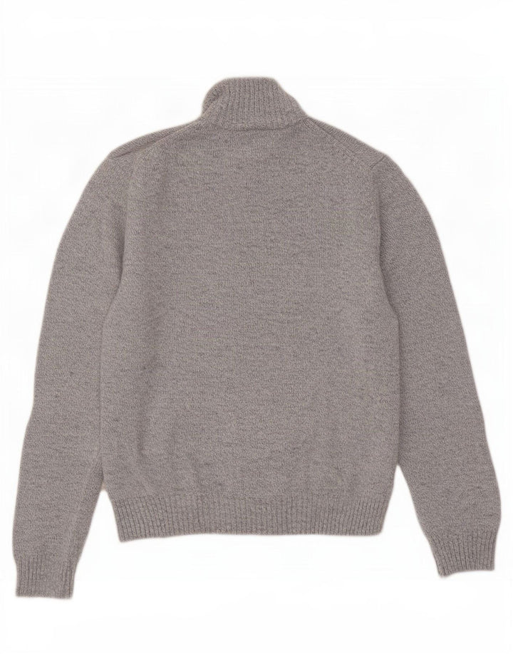 Marks & Spencer Męski sweter z zamkiem błyskawicznym, średnioszary, wełniany